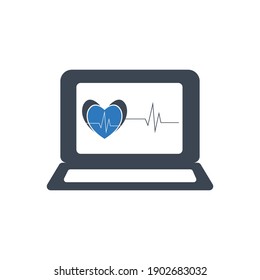 Icono de diagnóstico de equipo. ECG, cardiología, latido cardíaco, respiración, icono del pulso.