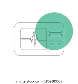 Icono de diagnóstico de equipo. ECG, cardiología, latido cardíaco, respiración, icono del pulso.