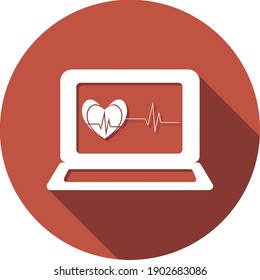 Computer diagnostics icon. ECG, cardiology, heartbeat, breathing, pulse Icon.