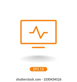 Computer diagnostics icon vector illustration. Linear symbol with thin outline. The thickness is edited. Minimalist style.