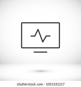 Computer diagnostics icon vector illustration. Linear symbol with thin outline. The thickness is edited. Minimalist style.