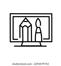 Computer of digital artist on white background