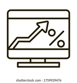 computer digital growth arrow business financial investing vector illustration line style icon