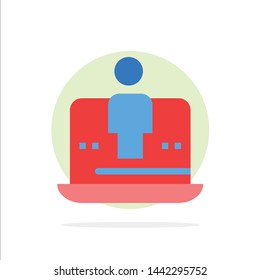 Computer, Digital, Laptop, Technology, Marketing Abstract Circle Background Flat color Icon