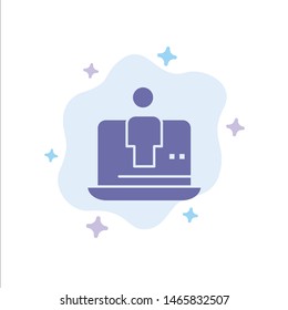Computer, Digital, Laptop, Technology, Marketing Blue Icon on Abstract Cloud Background. Vector Icon Template background