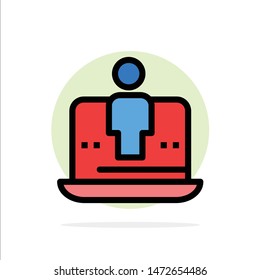 Computer, Digital, Laptop, Technology, Marketing Abstract Circle Background Flat color Icon