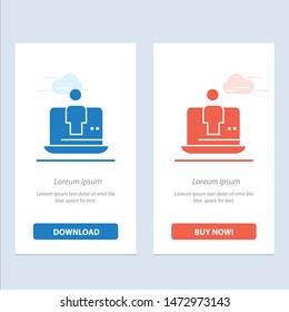 Computer, Digital, Laptop, Technology, Marketing  Blue and Red Download and Buy Now web Widget Card Template