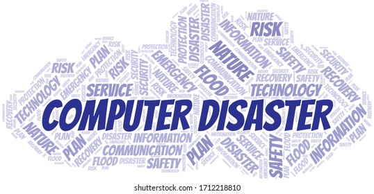 Nube de palabras vectorial de la tipografía de desastres informáticos.