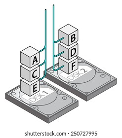 Computer disk storage configuration concept: RAID0 striped for performance.