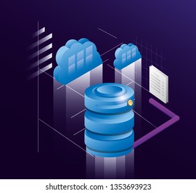computer disks with data center icons