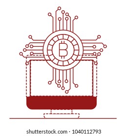 computer display with bitcoin money
