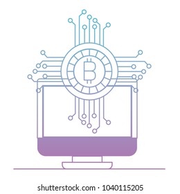 computer display with bitcoin money