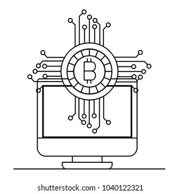 computer display with bitcoin money