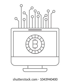 computer display with bitcoin money