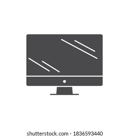Computer display black glyph icon. Front view. Electronic device. Pictogram for web page, mobile app, promo.
