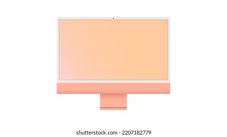 Computer display with blank screen. Computer monitor mockup banner. Computer realistic mockup. Monitor allow you to display your designs and layouts. Vector illustration.
