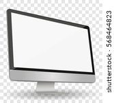 Computer display with blank white screen isolated on a transparent background
