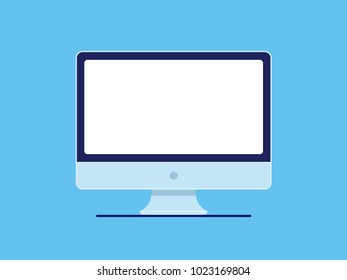 Computer display with blank white screen in trend flat style. Vector illustration