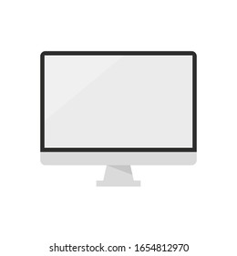 Computer display with blank white screen. Vector illustration.