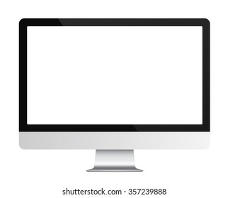 Computer display with blank white screen isolated. Vector illustration