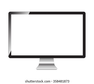 Computer display with blank white screen.