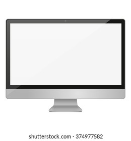 Computer  display with blank white screen isolated on a gray background