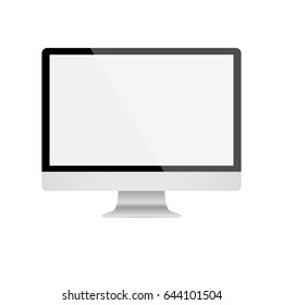 Computer display with blank white screen. Vector EPS10