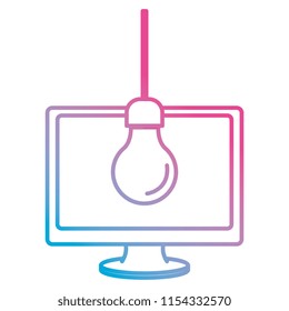 computer display with bulb hanging