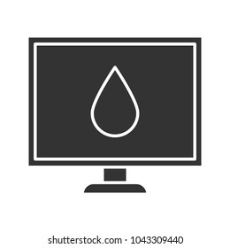 Computer display calibration glyph icon. Control of color printing quality. Silhouette symbol. Negative space. Vector isolated illustration