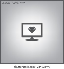 computer display. clock, House with Heart Icon. icon. vector design