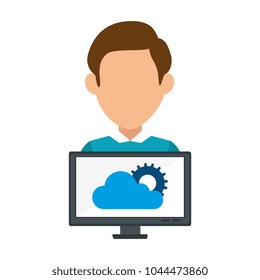 computer display with cloud computing and user