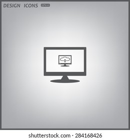 computer display. cloud storage on the computer. icon. vector design