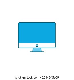 Computer display color line icon. Front view. Electronic device. Pictogram for web page, mobile app, promo. Editable stroke.