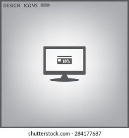 computer display. Discount label. icon. vector design