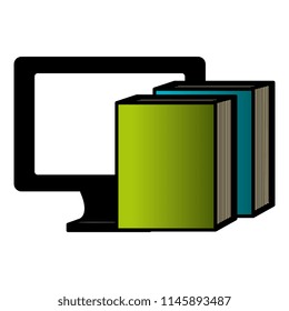 computer display with ebooks