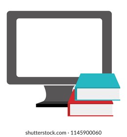 computer display with ebooks