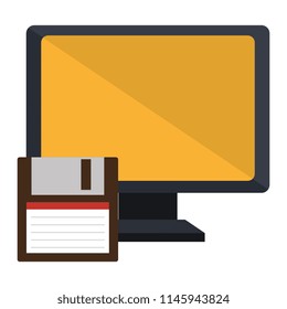 computer display with floppy disk