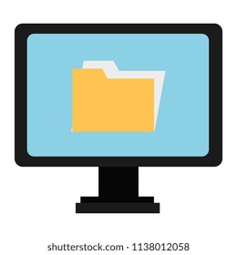 computer display with folder