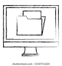 computer display with folder