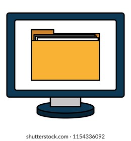 computer display with folder