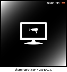 computer display. hair dryer building. Blow Dryer . Hair Dryer. Hairdresser Symbol. icon. vector design