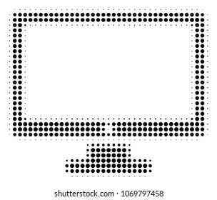 Computer Display halftone vector icon. Illustration style is dotted iconic Computer Display icon symbol on a white background. Halftone matrix is round points.