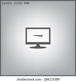 computer display. Hand saw woodworking instrument icon. icon. vector design