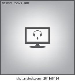 computer display. Headphones. Musical accessory. icon. vector design