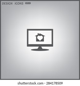 computer display. House with Heart Icon. icon. vector design