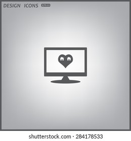 computer display. House with Heart Icon. icon. vector design