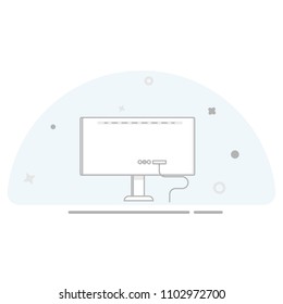 Computer display icon with outline.
