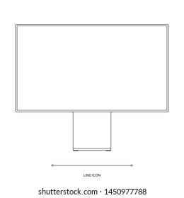 computer display icon in outline design isolated on white background. monitor symbol in thin line style. stock vector illustration