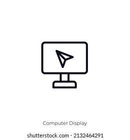 Computer Display icon. Outline style icon design isolated on white background