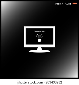 computer display. incandescent bulb. icon. vector design